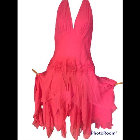 BCBGMaxAzria Dresses & Skirts - Hot pink silk backless tango/ ballroom dance dress sz12